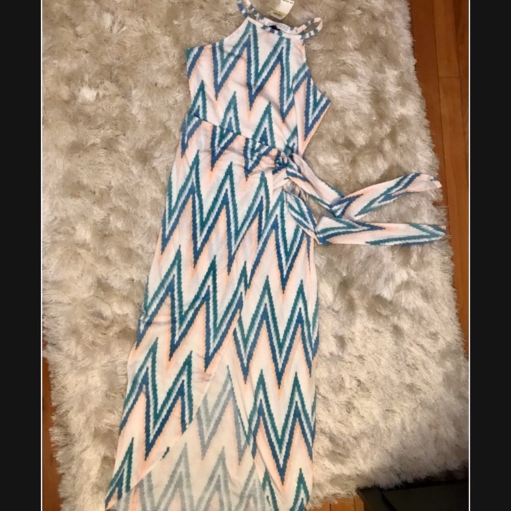 Midi Cutaway Wrap Summer Dress with Tie